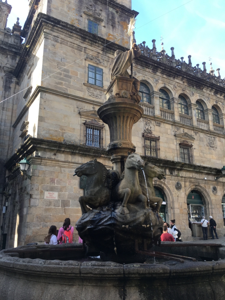 fountain in front of Santiago Cathedral