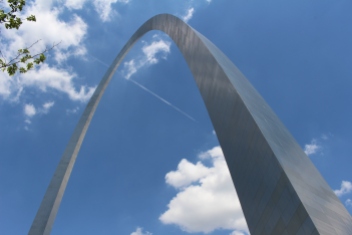 Gateway Arch in the clouds