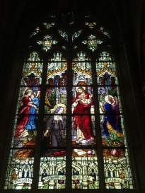 stained glass window at Saint Mary's Cathedral Basilica of the Assumption