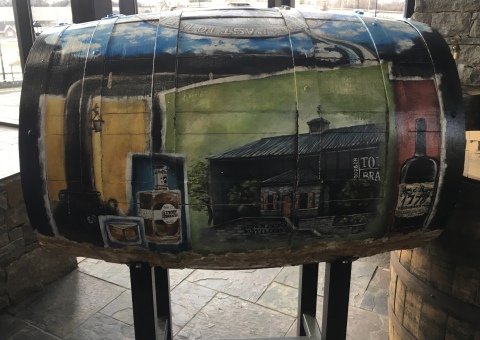 painted barrel at Town Branch