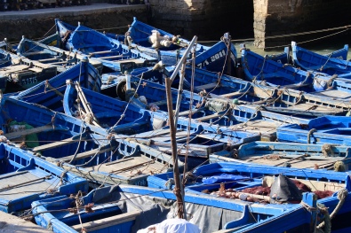 blue boats in Essaouira